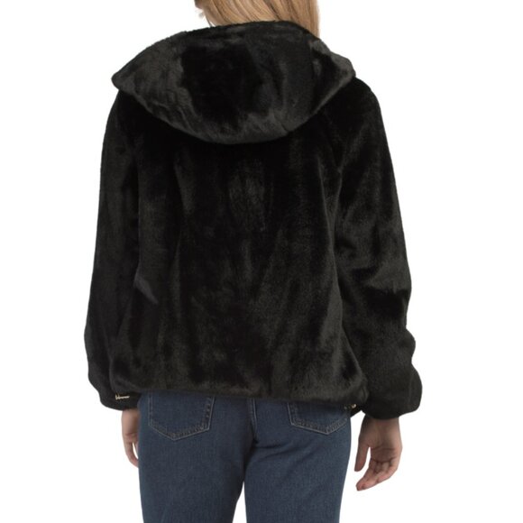 VIA SPIGA Black Faux Fur Hooded Jacket - Picture 2 of 2